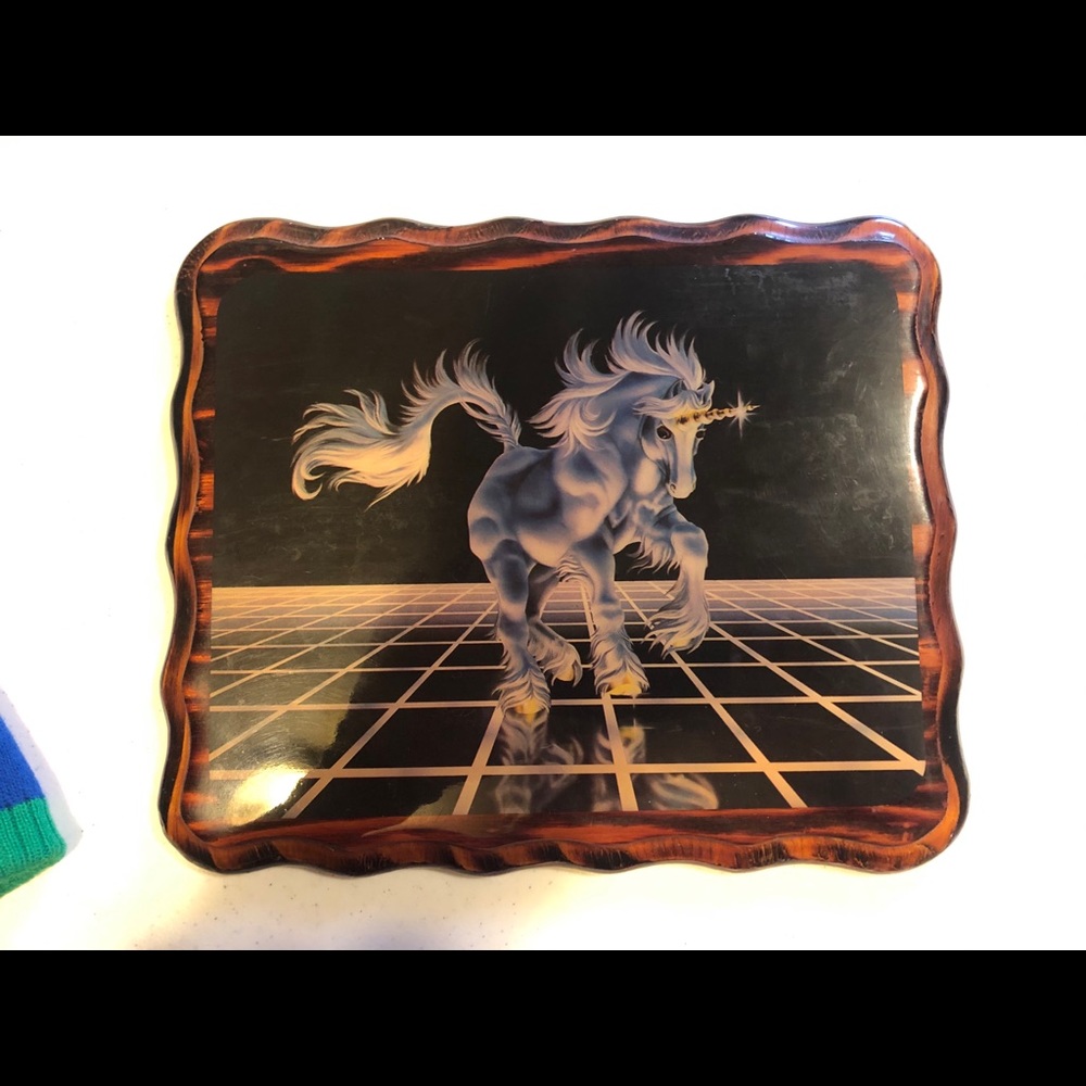 Rare vintage Sue Dawe unicorn picture from 1982